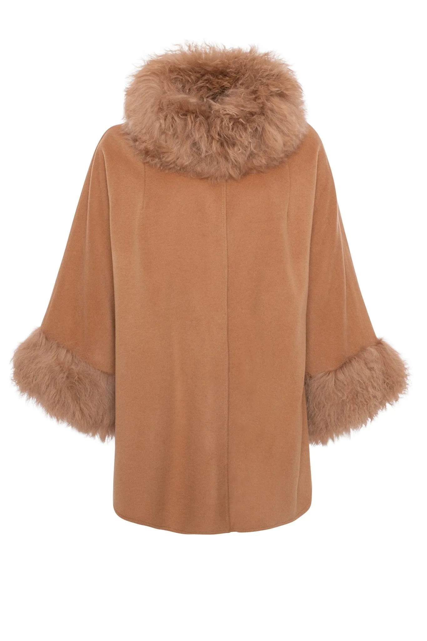 Cashmere & Wool Cape with Select Lamb Trim