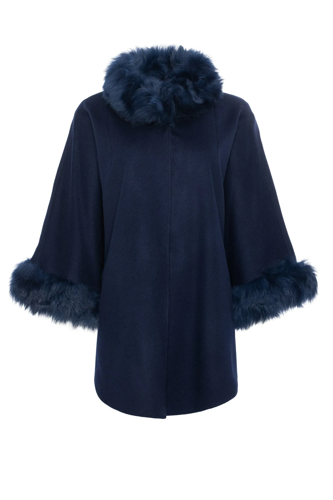 Cashmere & Wool Cape with Select Lamb Trim
