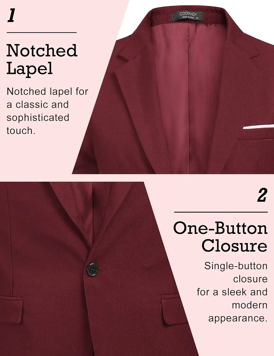 COOFANDY Men's Blazer Casual Sport Coats Slim Fit One Button Suit Jacket Lightweight Sports Jacket