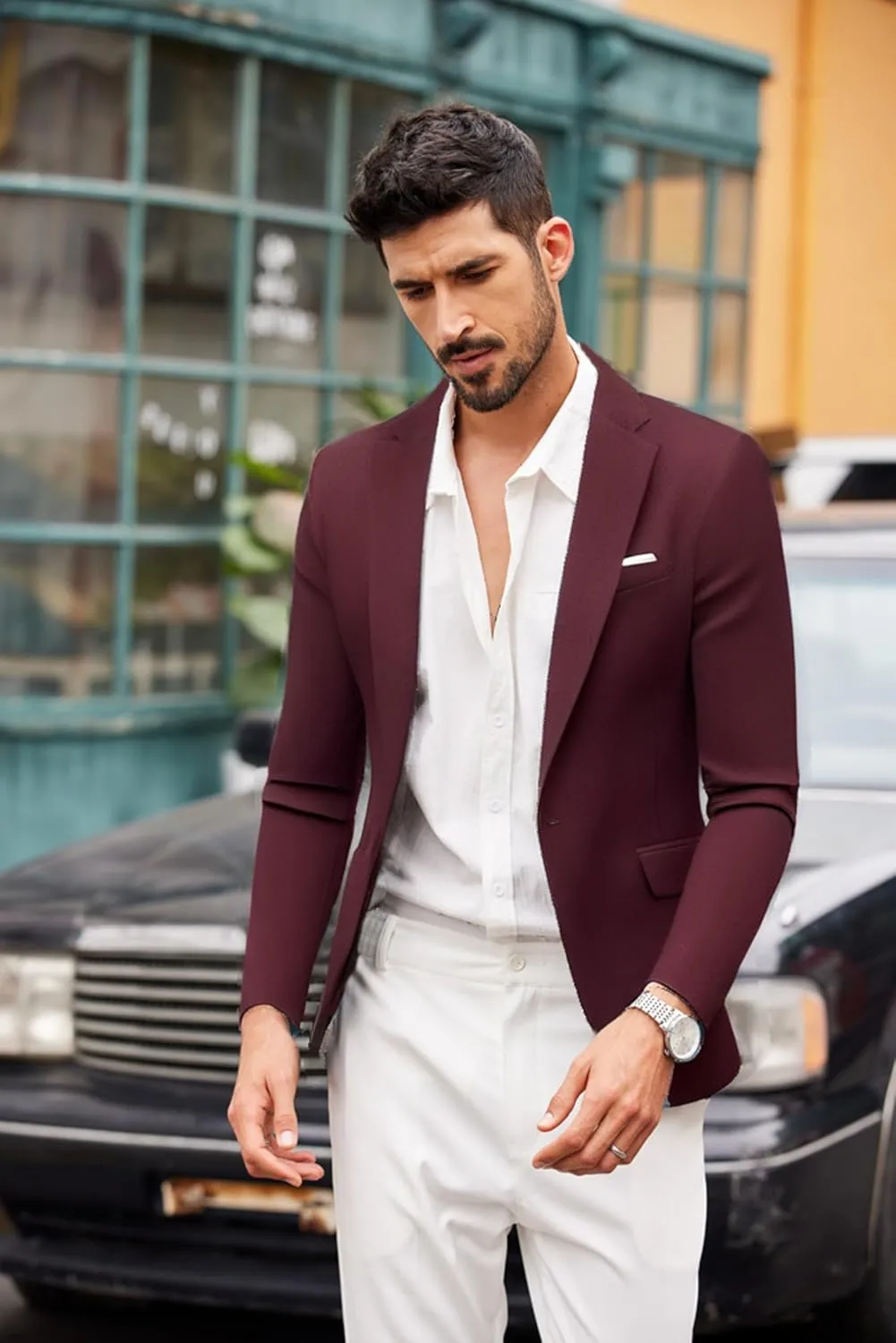 COOFANDY Men's Blazer Casual Sport Coats Slim Fit One Button Suit Jacket Lightweight Sports Jacket