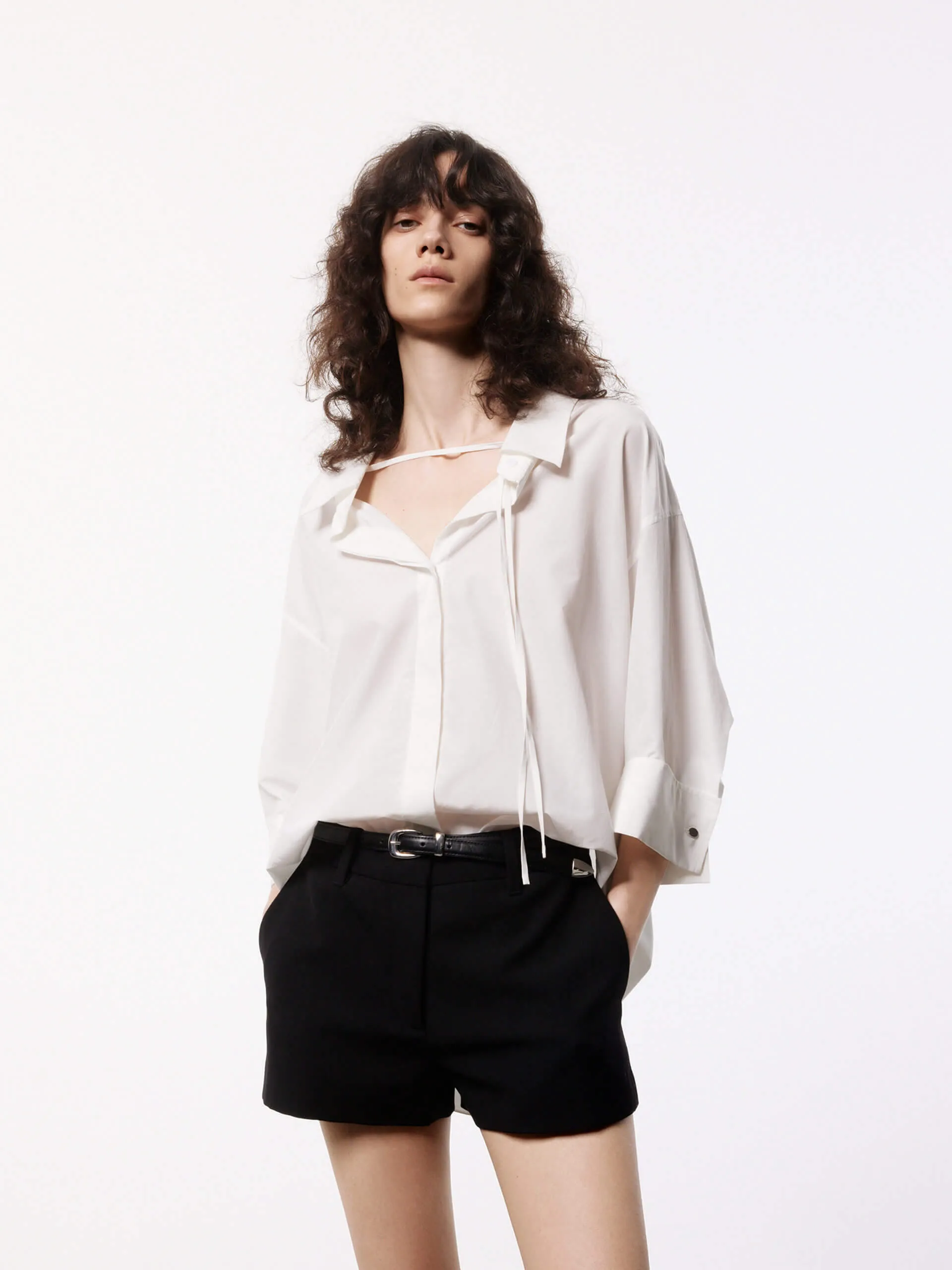 Cotton Silk Tie Shirt