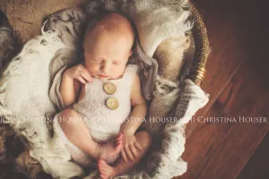 Cream Mohair Button Overalls Pants