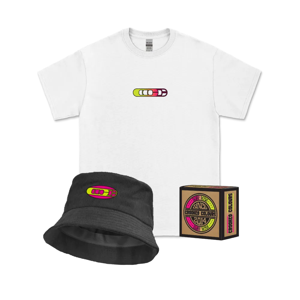 Crooked Colours / Surf T-Shirt, Surf Wax & Bucket Hat bundle