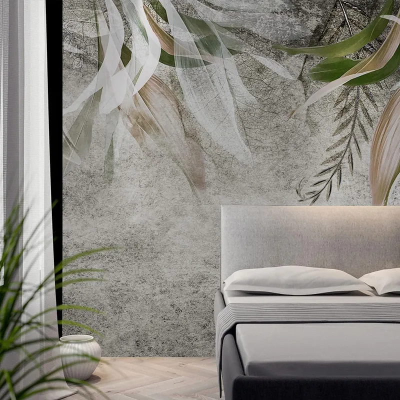 Custom Mural Wallpaper Retro Abstract Art Leaf (㎡)