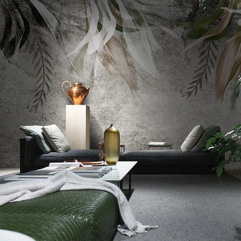Custom Mural Wallpaper Retro Abstract Art Leaf (㎡)