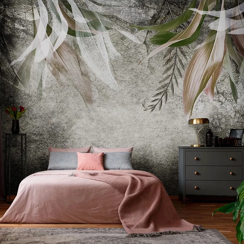 Custom Mural Wallpaper Retro Abstract Art Leaf (㎡)