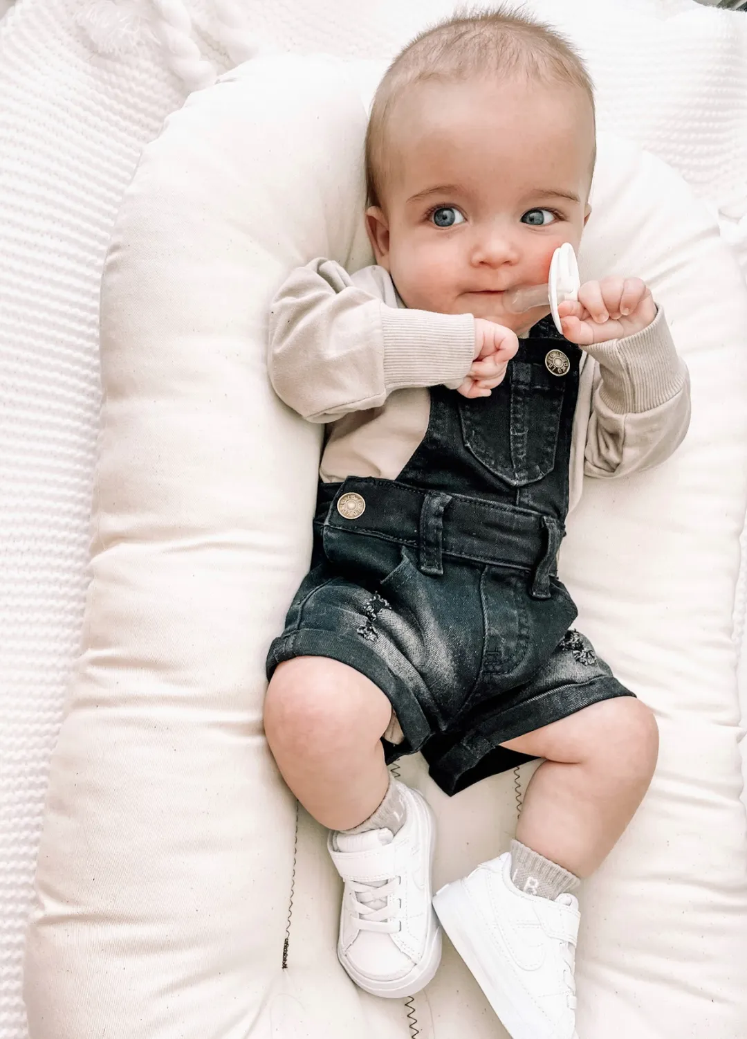 Denim Short Overalls- Black Wash