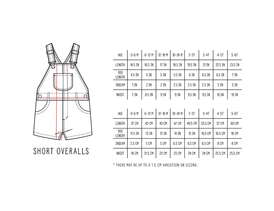 Denim Short Overalls- Black Wash