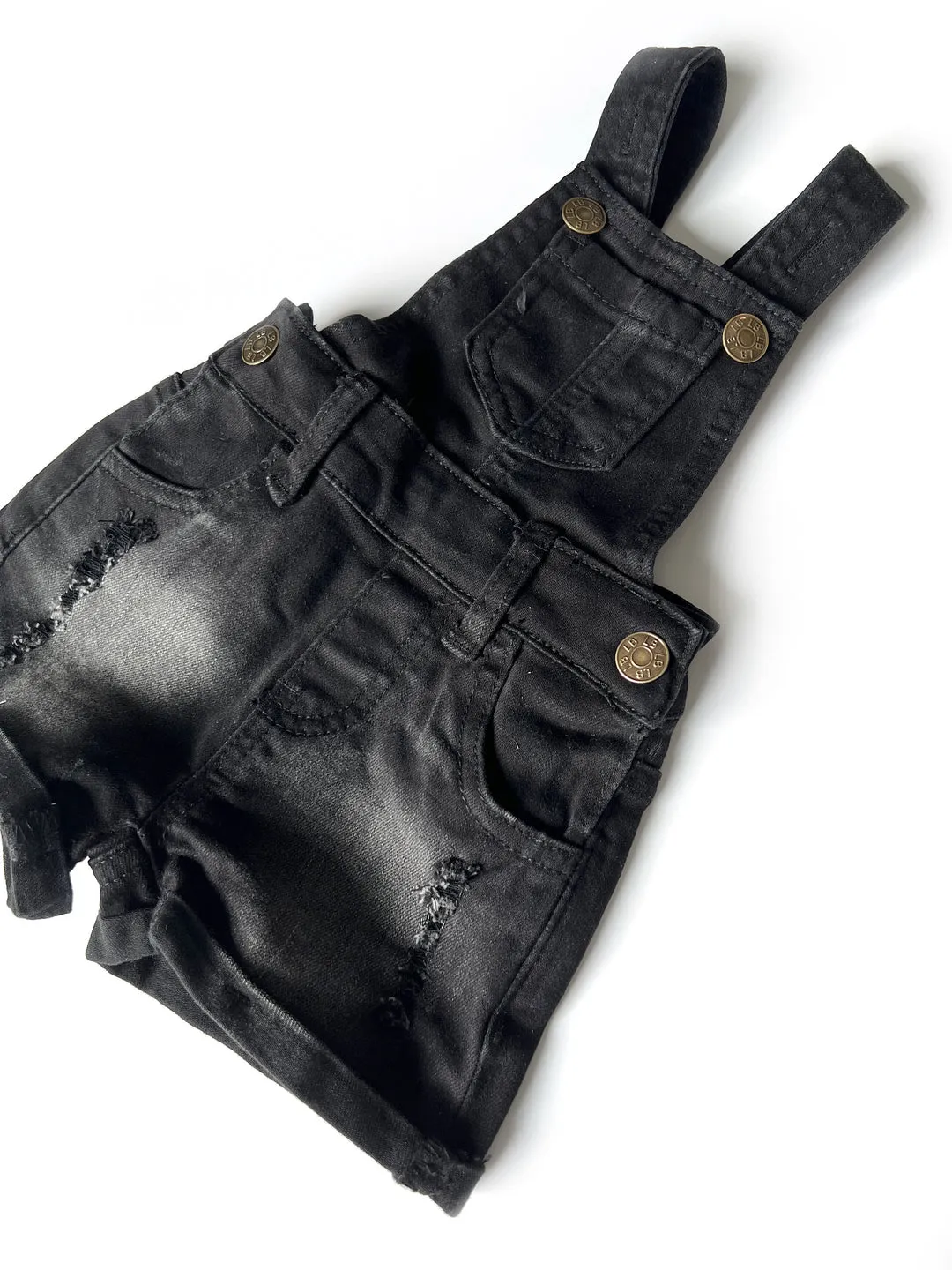 Denim Short Overalls- Black Wash