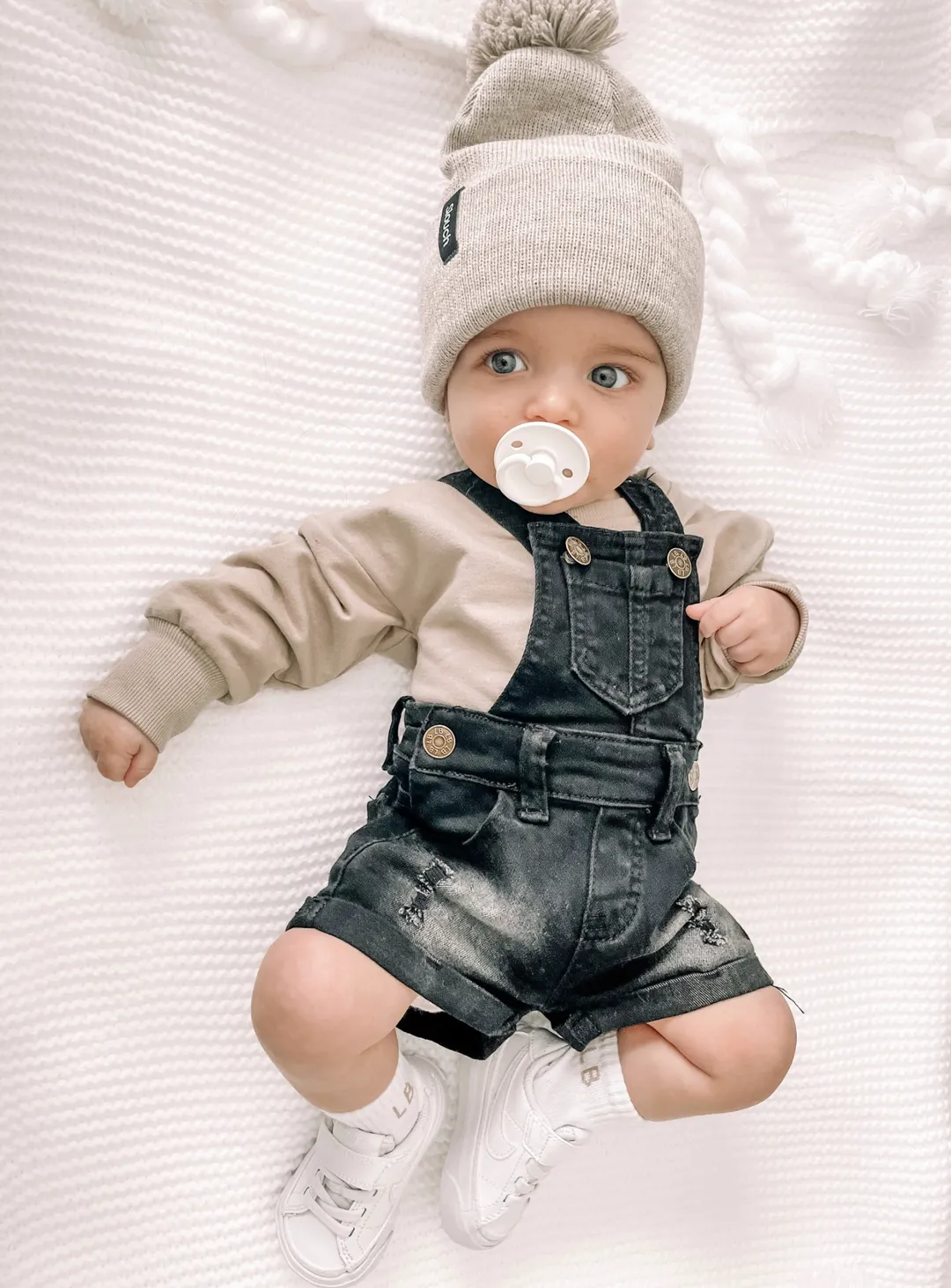 Denim Short Overalls- Black Wash