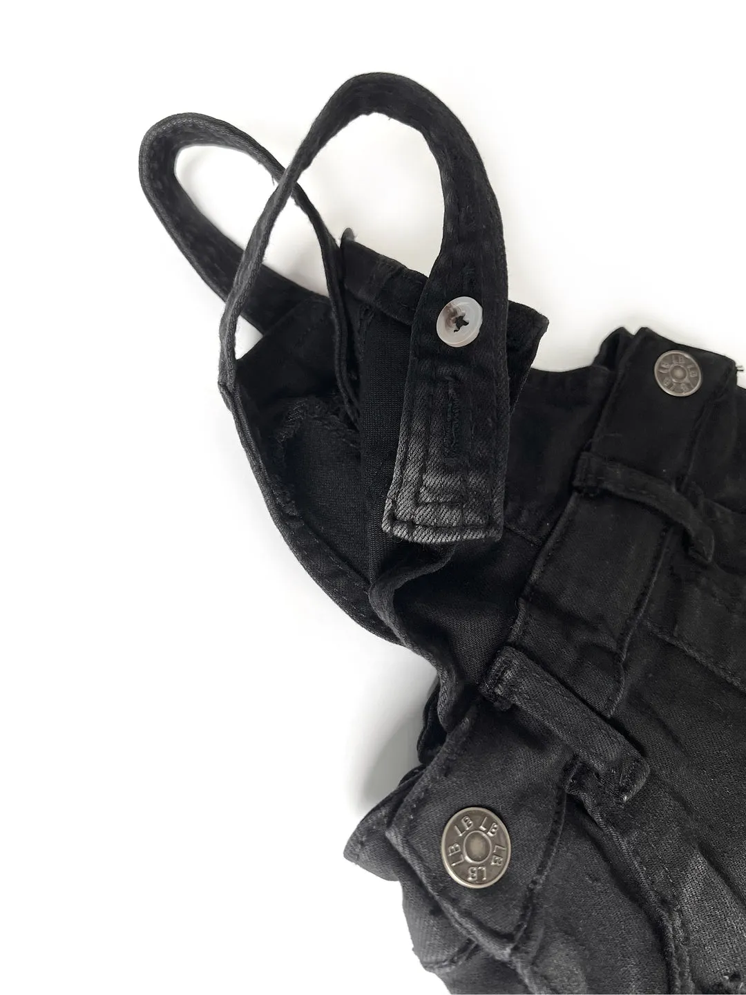 Denim Short Overalls- Black Wash