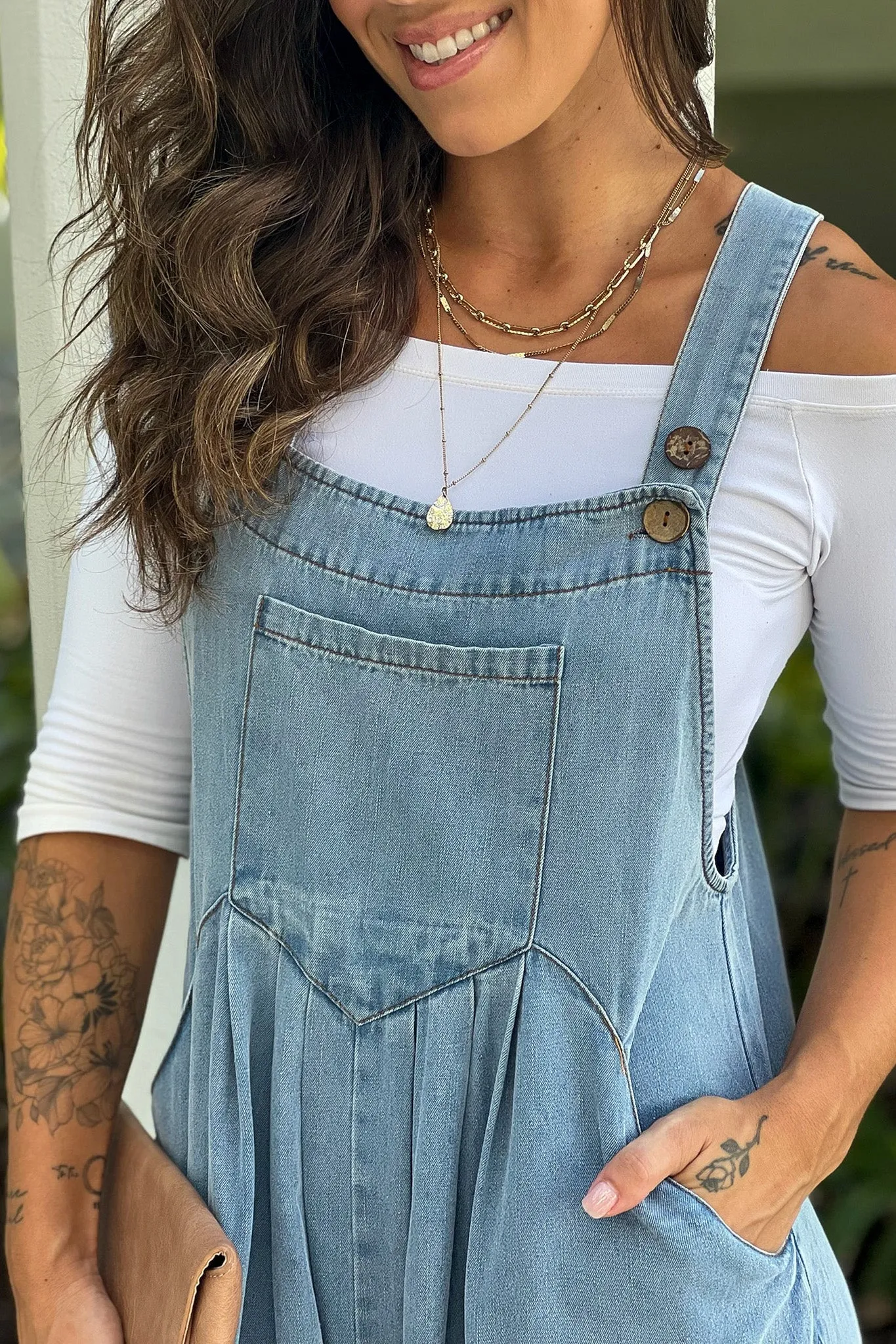 Denim Wide Leg Overalls