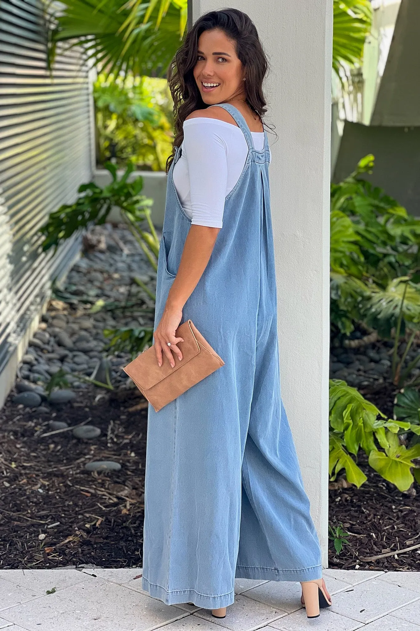 Denim Wide Leg Overalls