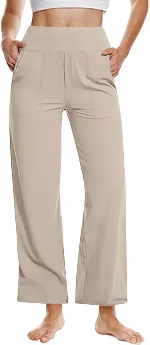Dress Pants Women Work Business Pants Tummy Control Office Straight Wide Leg Trousers High Waisted Ladies Slacks