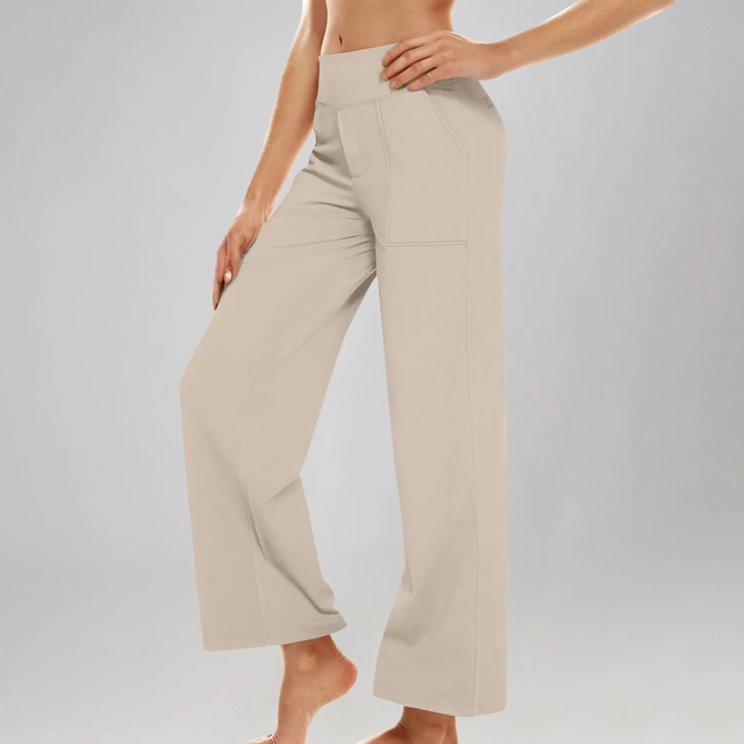 Dress Pants Women Work Business Pants Tummy Control Office Straight Wide Leg Trousers High Waisted Ladies Slacks