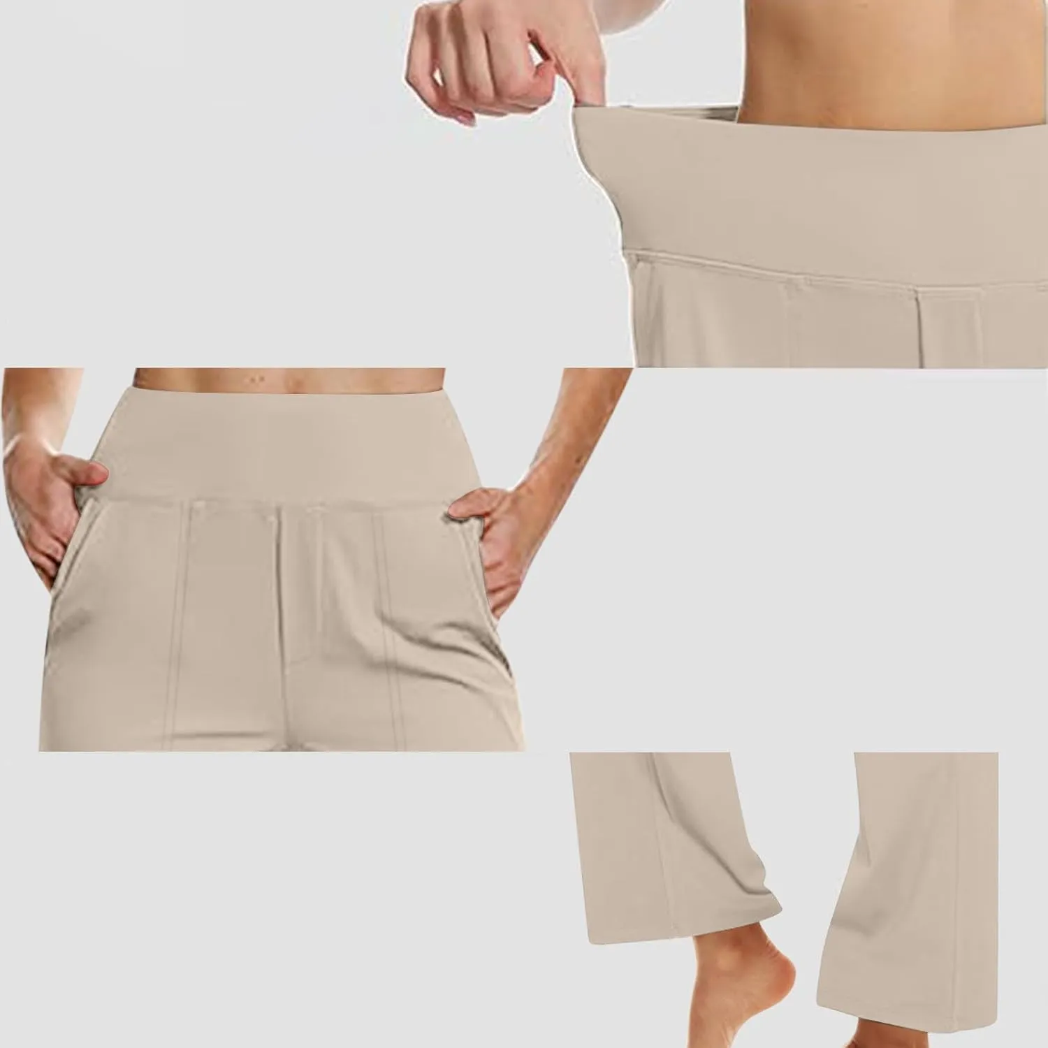 Dress Pants Women Work Business Pants Tummy Control Office Straight Wide Leg Trousers High Waisted Ladies Slacks