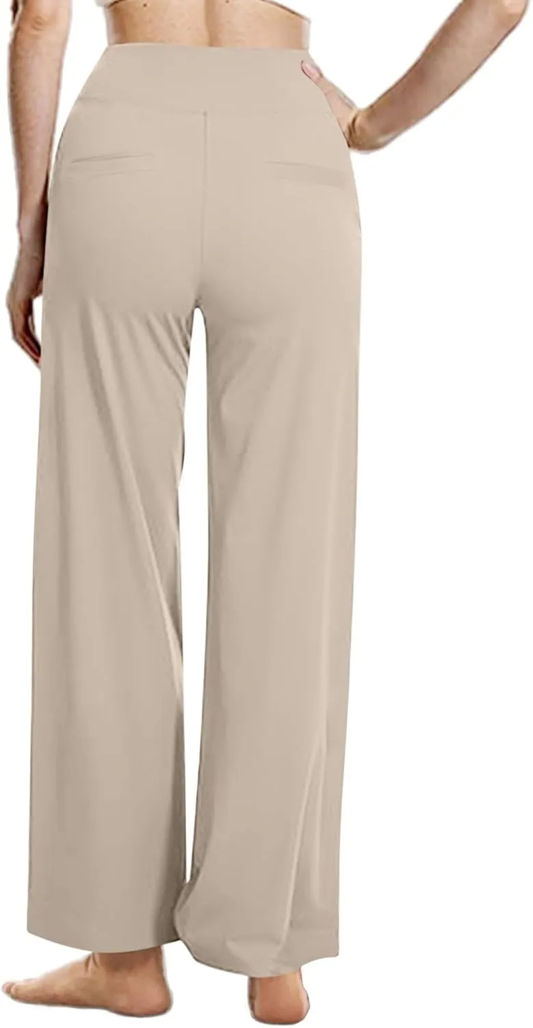 Dress Pants Women Work Business Pants Tummy Control Office Straight Wide Leg Trousers High Waisted Ladies Slacks