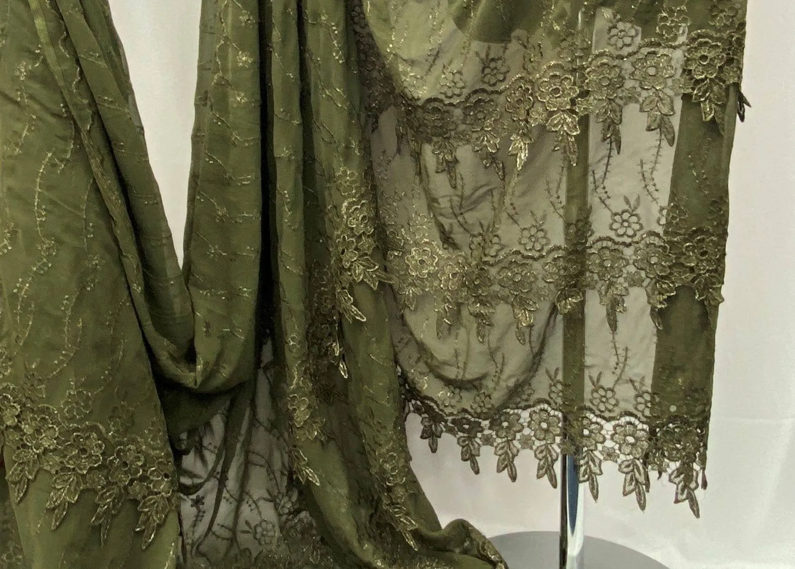 Embroidered Georgette Lace - Tiered Border (END OF LINE)