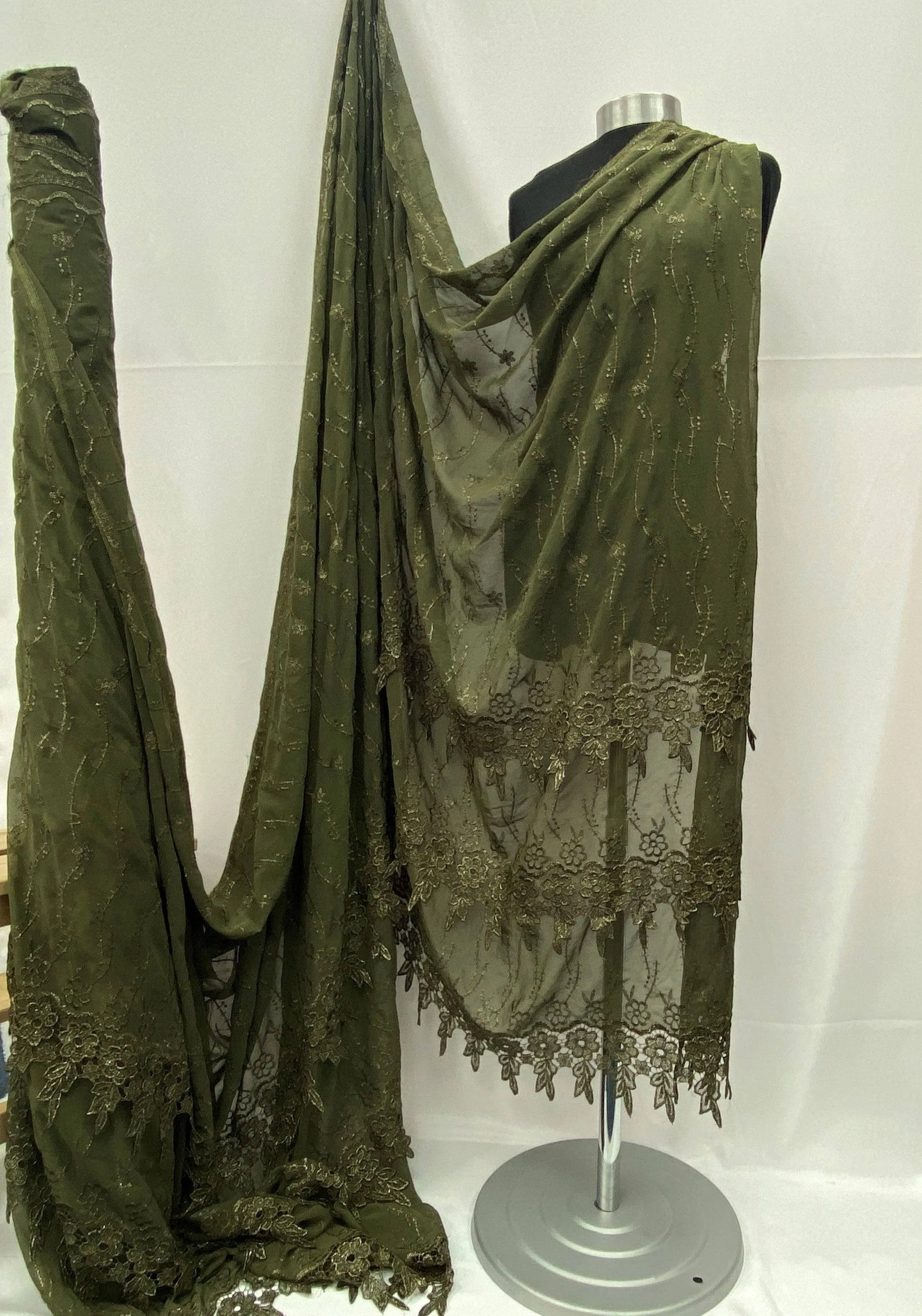 Embroidered Georgette Lace - Tiered Border (END OF LINE)