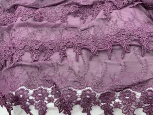 Embroidered Georgette Lace - Tiered Border (END OF LINE)