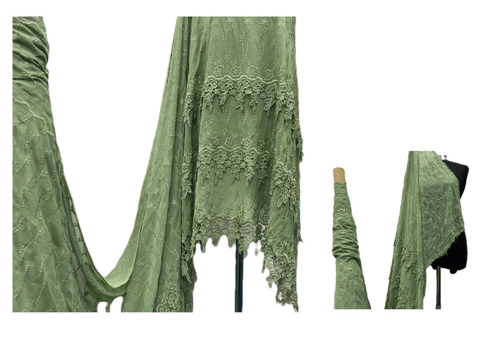 Embroidered Georgette Lace - Tiered Border (END OF LINE)