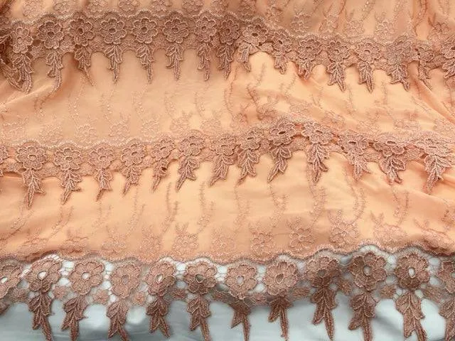 Embroidered Georgette Lace - Tiered Border (END OF LINE)