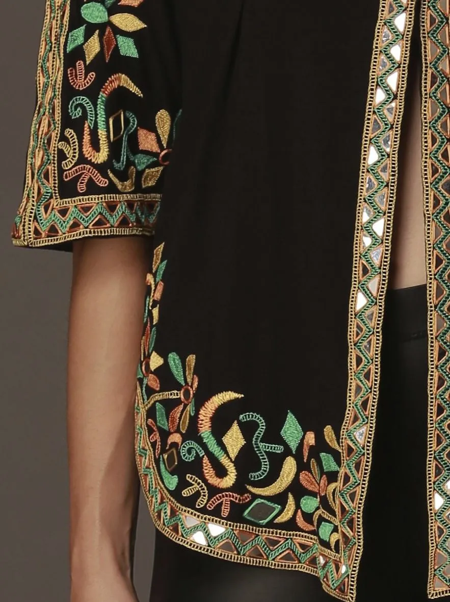 Embroidered Short Cape