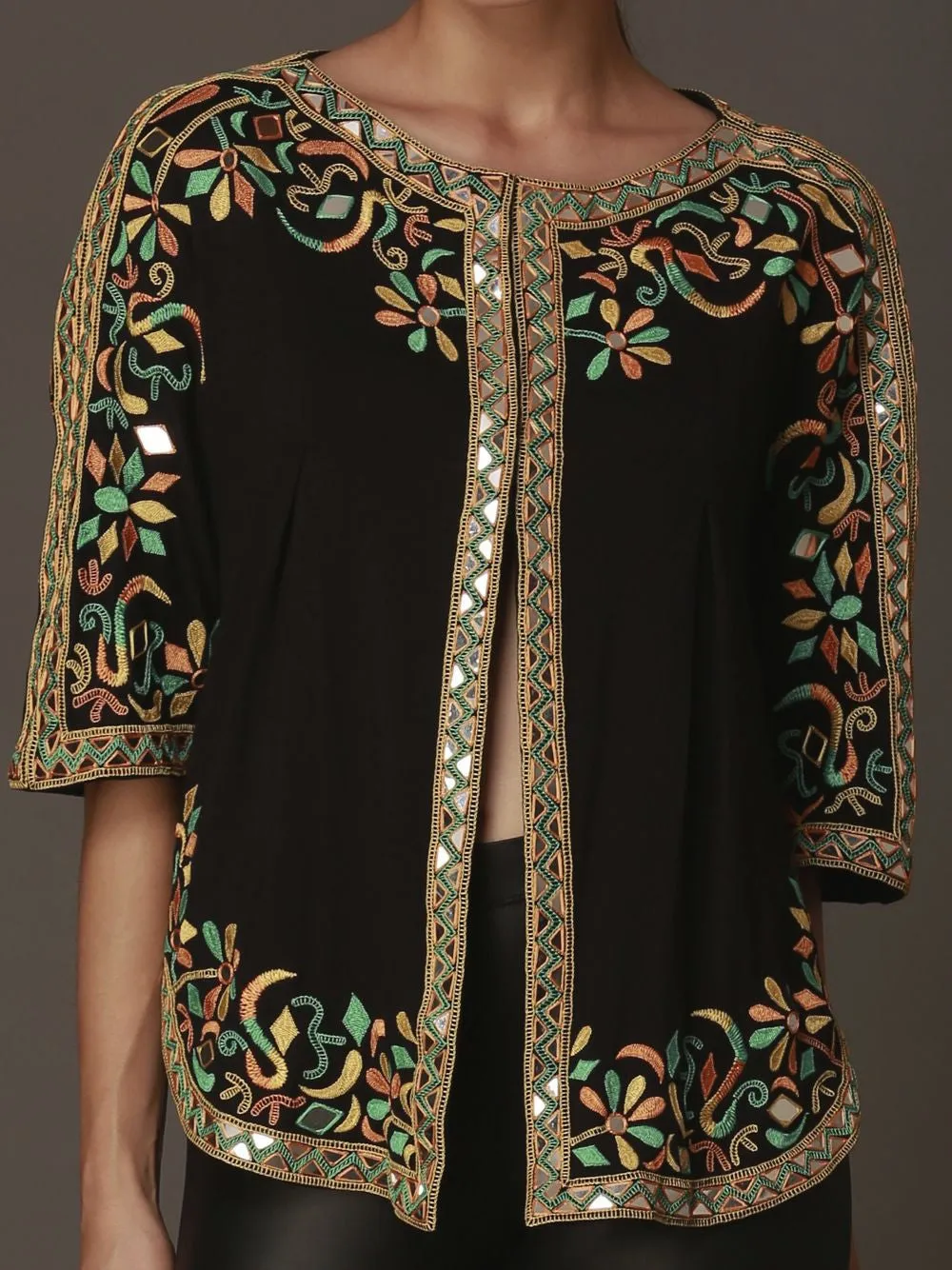 Embroidered Short Cape