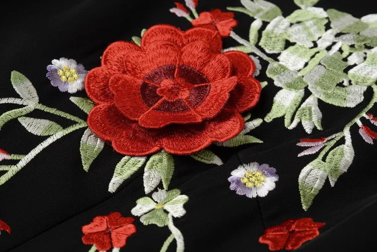 Embroidered Sleeveless Midi Dress