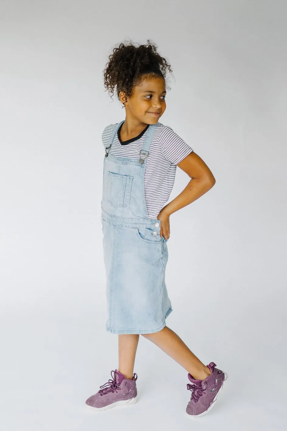 'Emerson' Girl Light Denim Skirt Overalls
