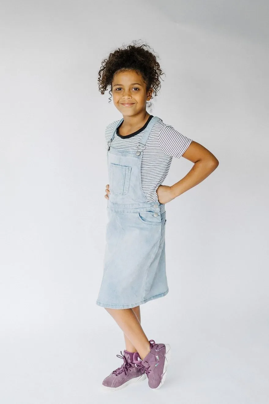 'Emerson' Girl Light Denim Skirt Overalls