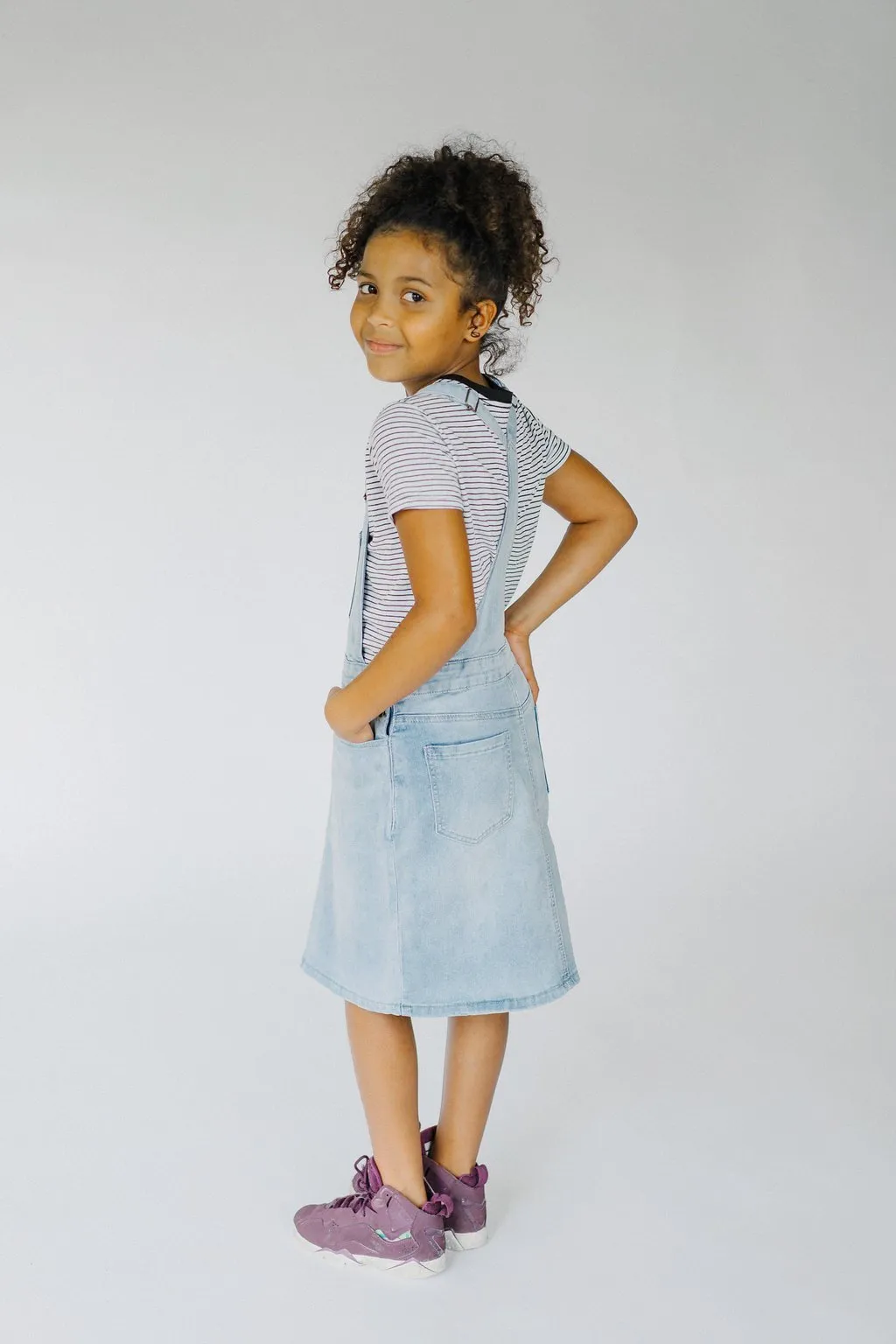 'Emerson' Girl Light Denim Skirt Overalls