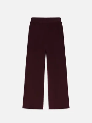 FRAME CROPPED VELVET WIDE-LEG TROUSERS IN WINE