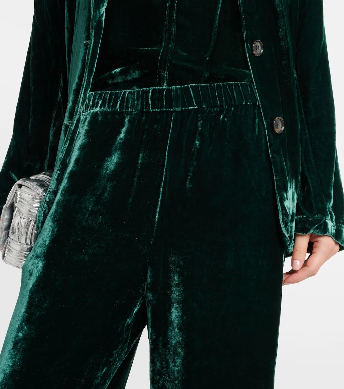 Frida Velvet wide-leg velvet trousers, green