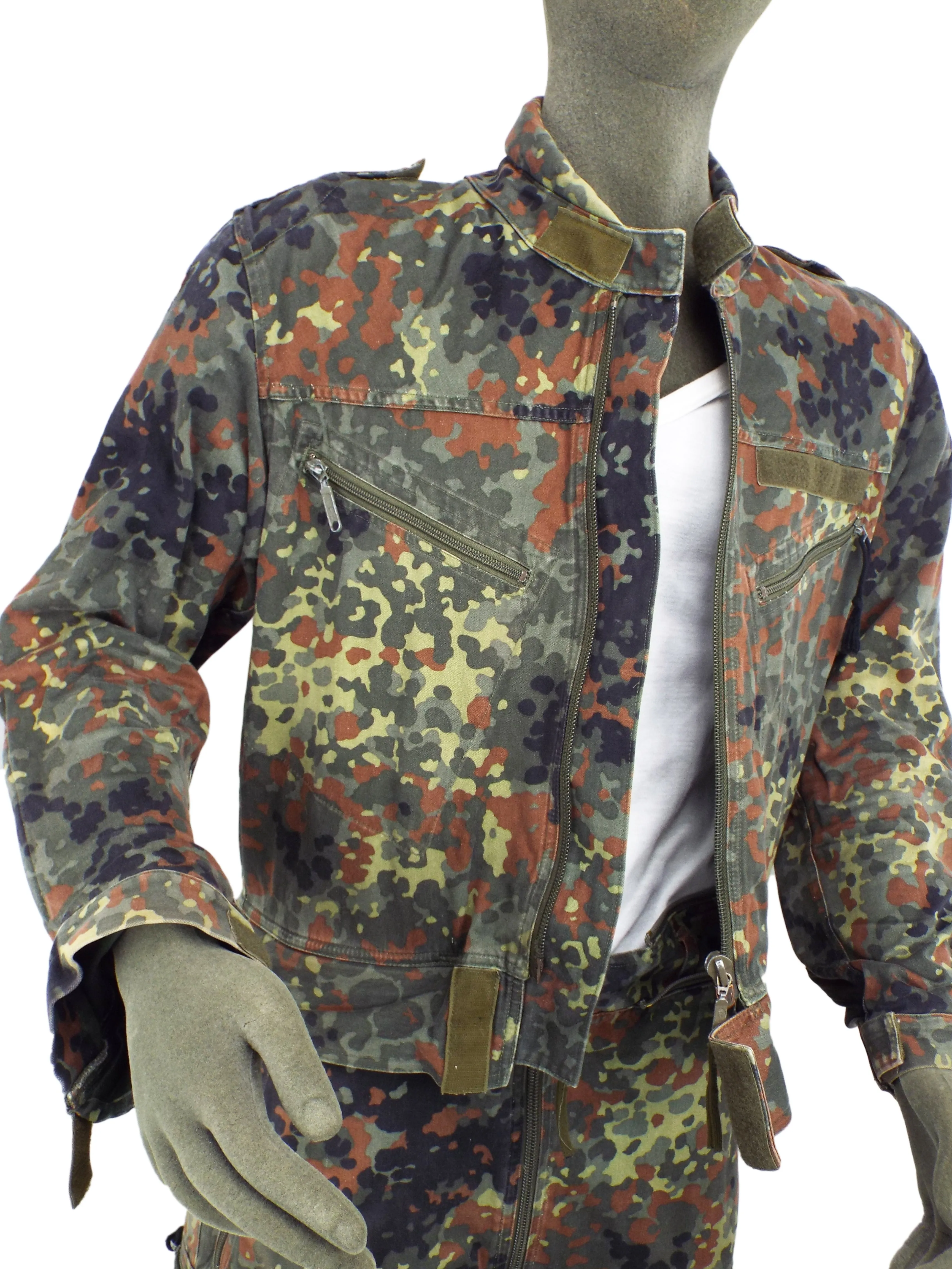 German Armoured Fighting Vehicle Two-piece padded Tank Suit / coveralls - Flecktarn camo