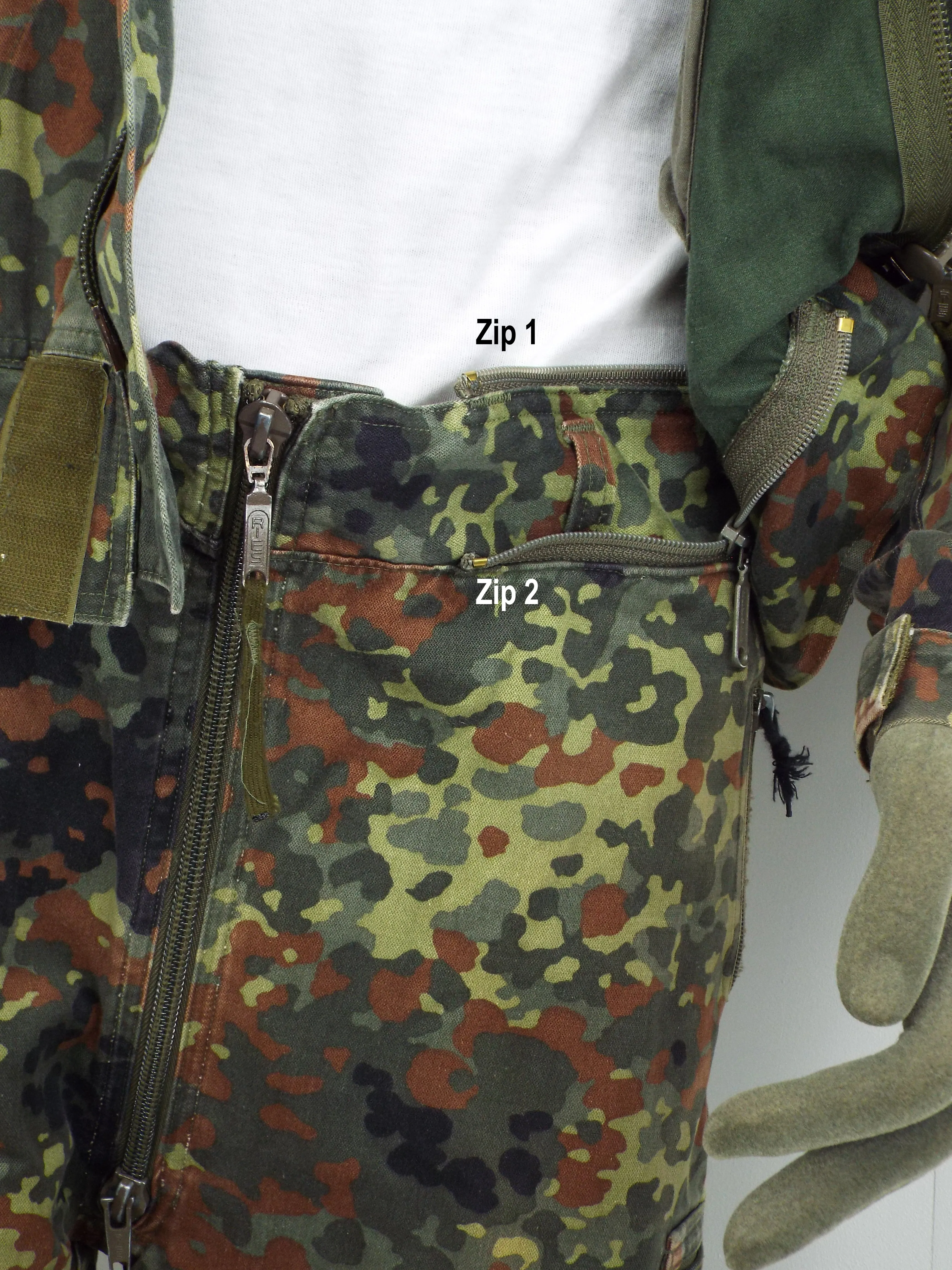 German Armoured Fighting Vehicle Two-piece padded Tank Suit / coveralls - Flecktarn camo