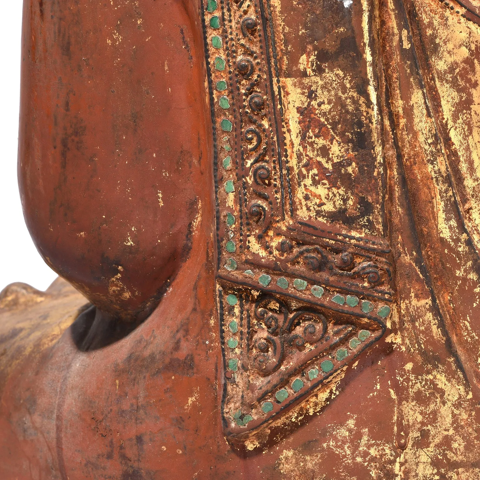 Gilded Teak Burmese Sitting Buddha from Mandalay - 19th Century