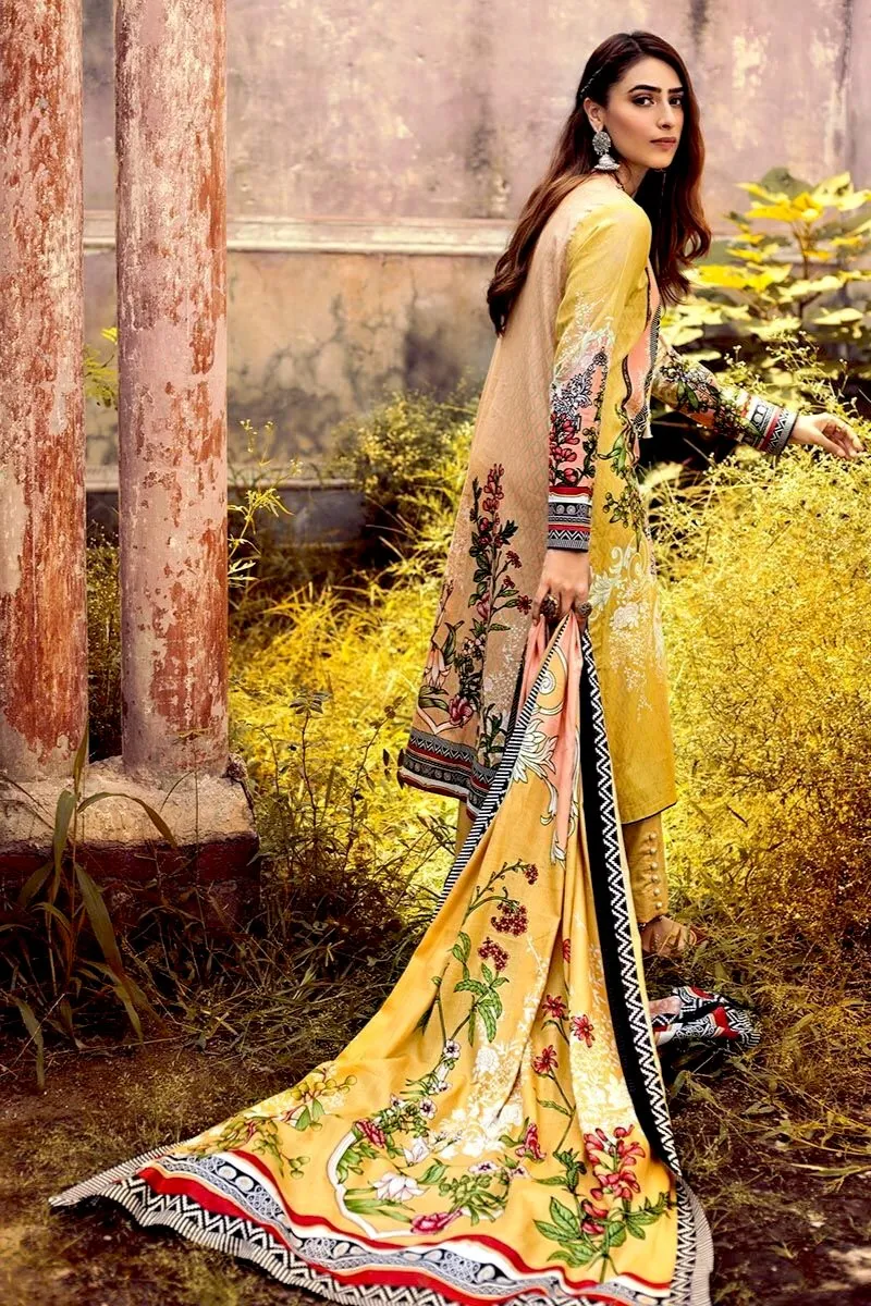Gul Ahmed Winter Collection – 3 PC Corduroy suit With Cotton Net Dupatta CD-42