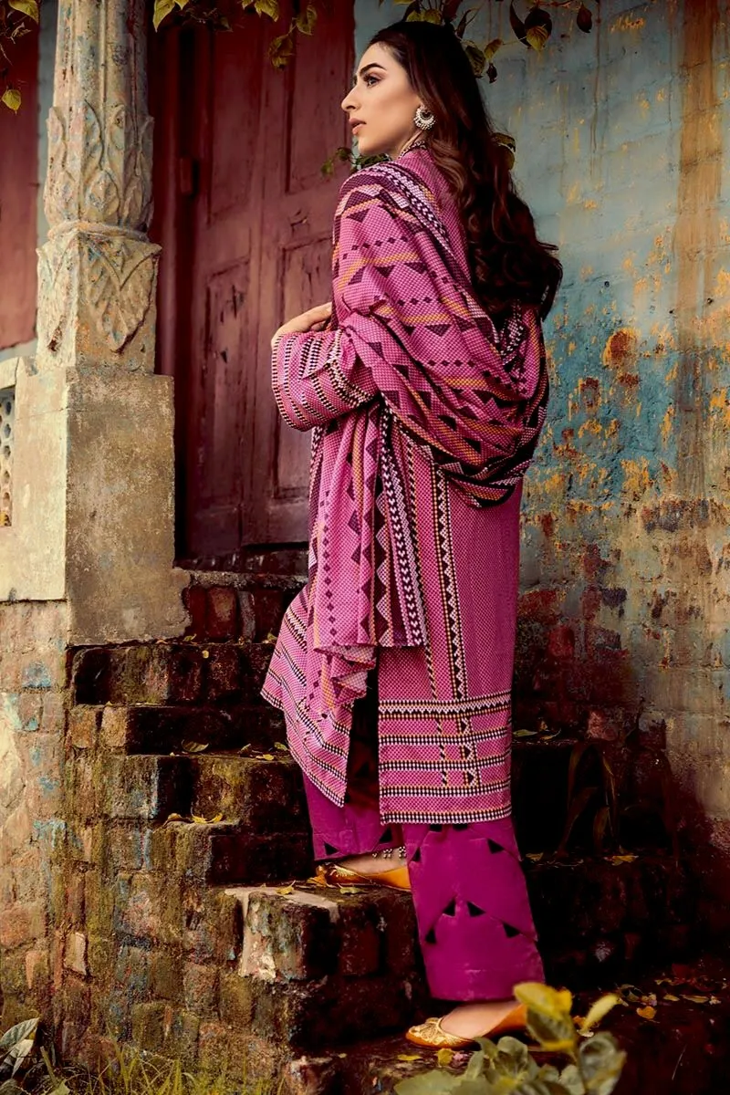 Gul Ahmed Winter Collection – 3 PC Corduroy suit With Cotton Net Dupatta CD-45