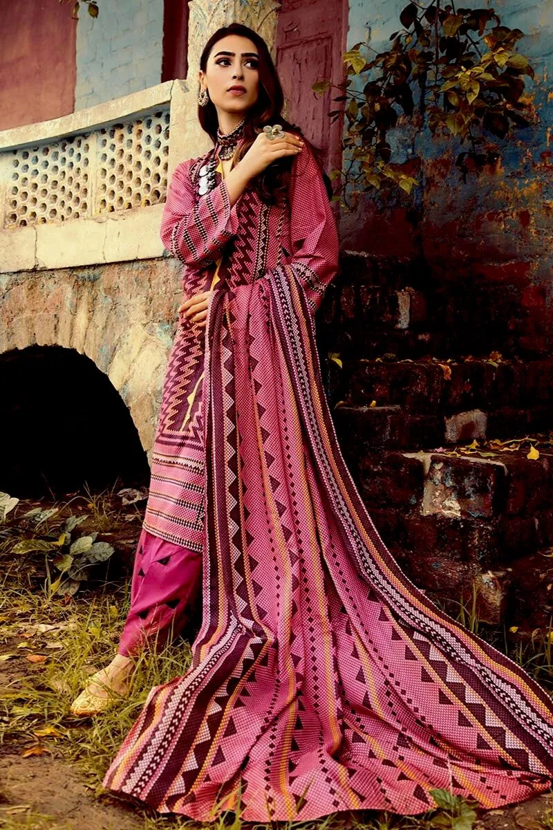 Gul Ahmed Winter Collection – 3 PC Corduroy suit With Cotton Net Dupatta CD-45