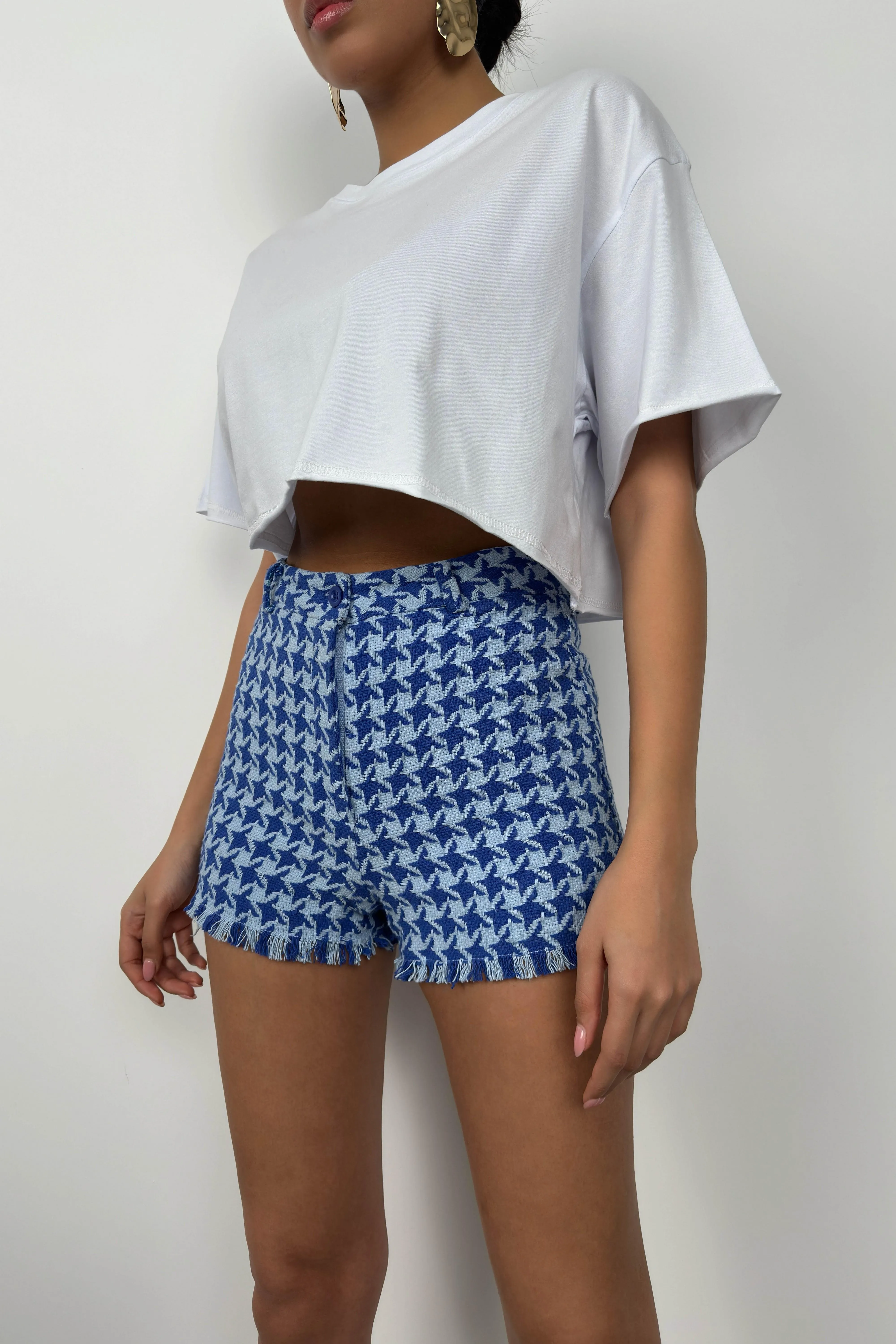 Houndstooth Tweed Shorts