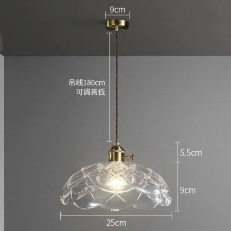 Japanese Style Pendant Lamp Copper Retro Glass Small Chandelier
