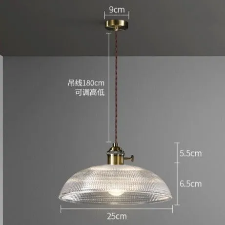 Japanese Style Pendant Lamp Copper Retro Glass Small Chandelier