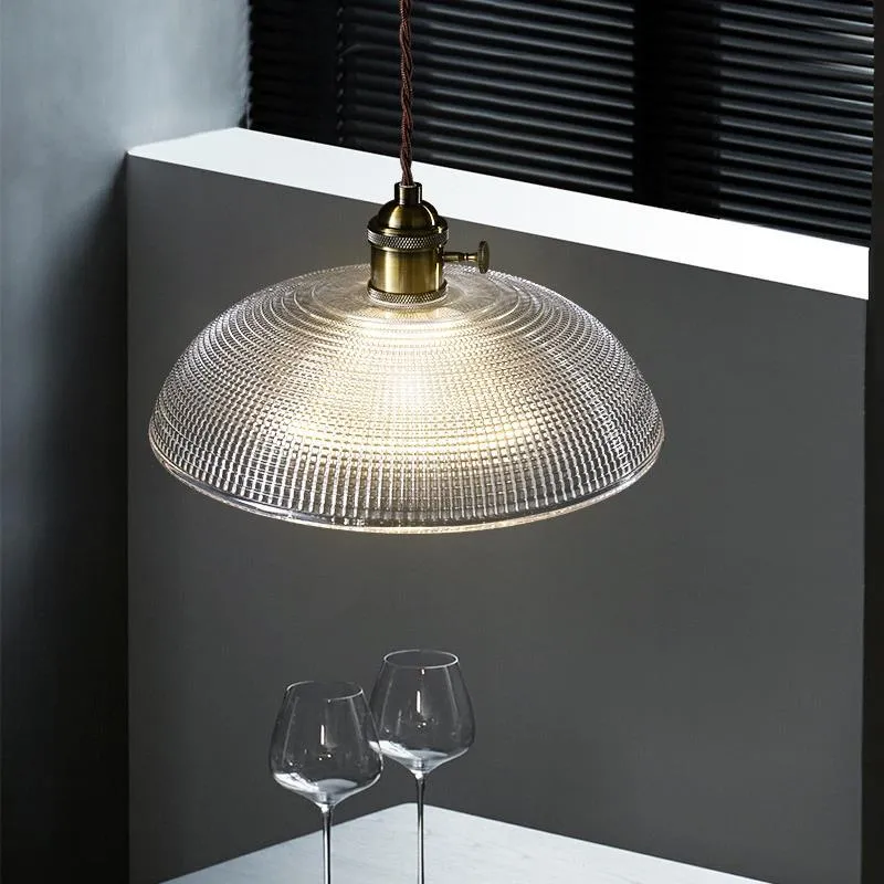 Japanese Style Pendant Lamp Copper Retro Glass Small Chandelier