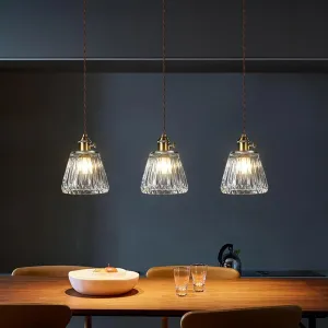 Japanese Style Pendant Lamp Copper Retro Glass Small Chandelier