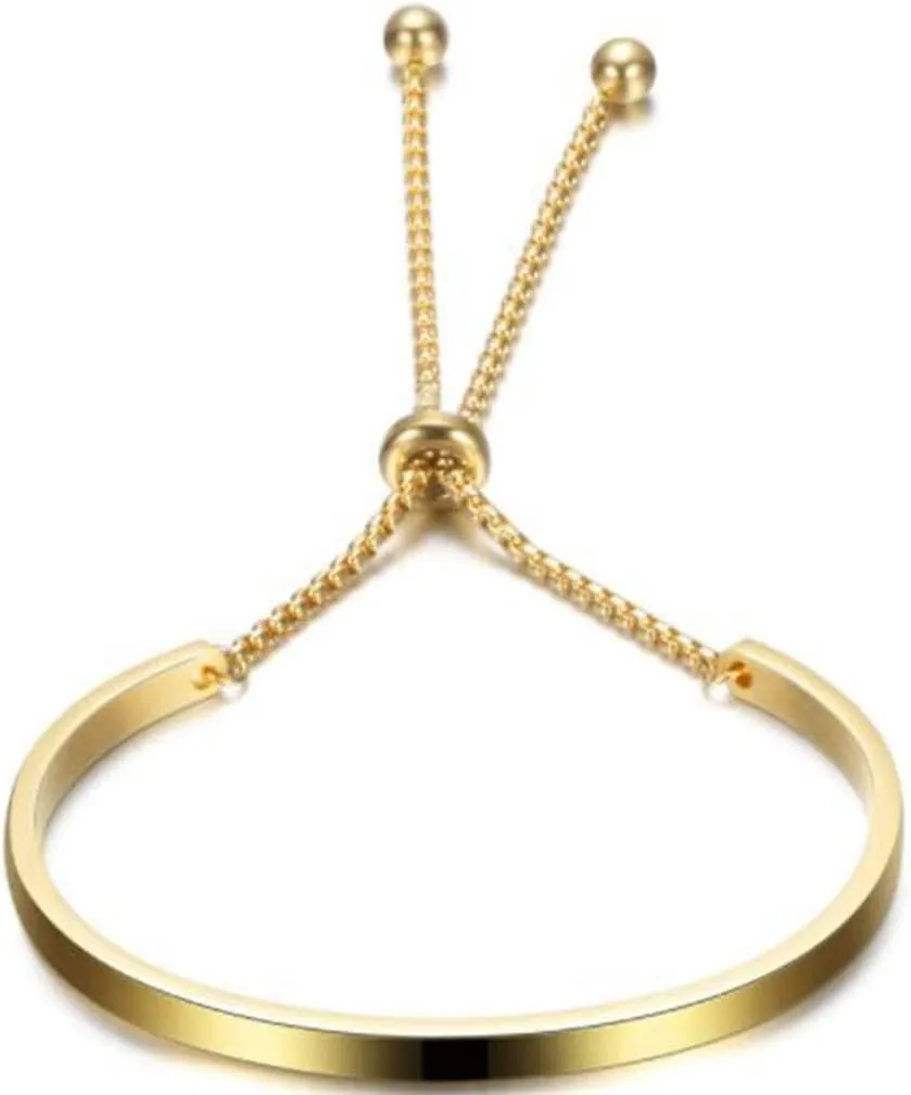 Jude Jewelers Stainless Steel Classic Plain Adjustable Size Cuff Style Bangle Bracelet