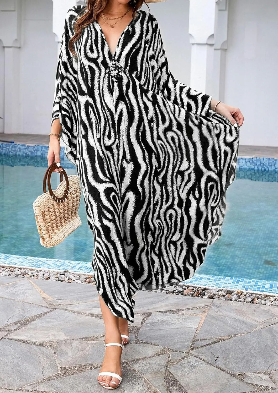 Kaftan Women Dress Plus Size Kaftans Beach Caftan Loose Caftans Swimsuit Cover Up Mumu Dress Casual Long Dress