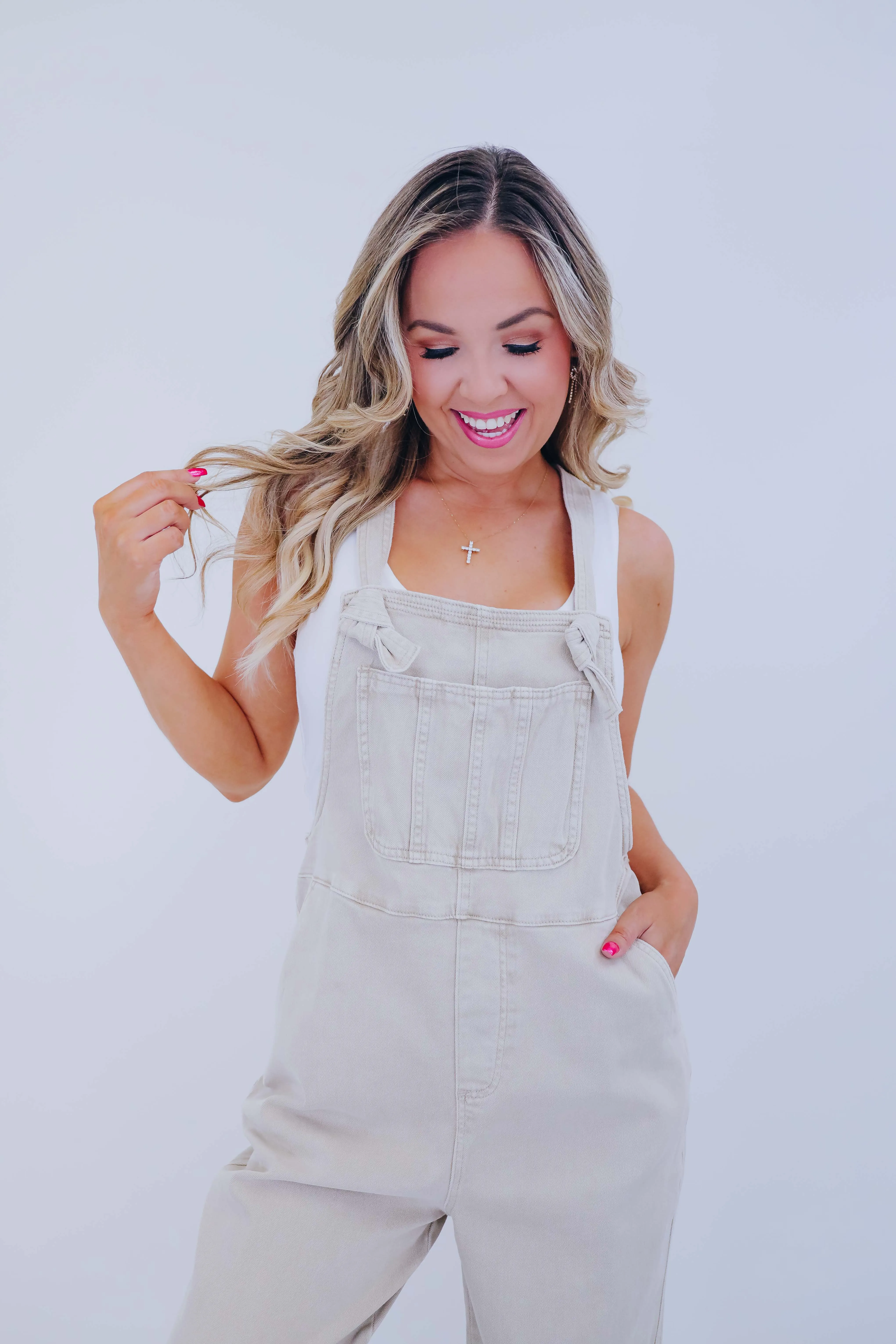 Kamryn Comfy Cropped Tie Knot Overalls - 8 Colors