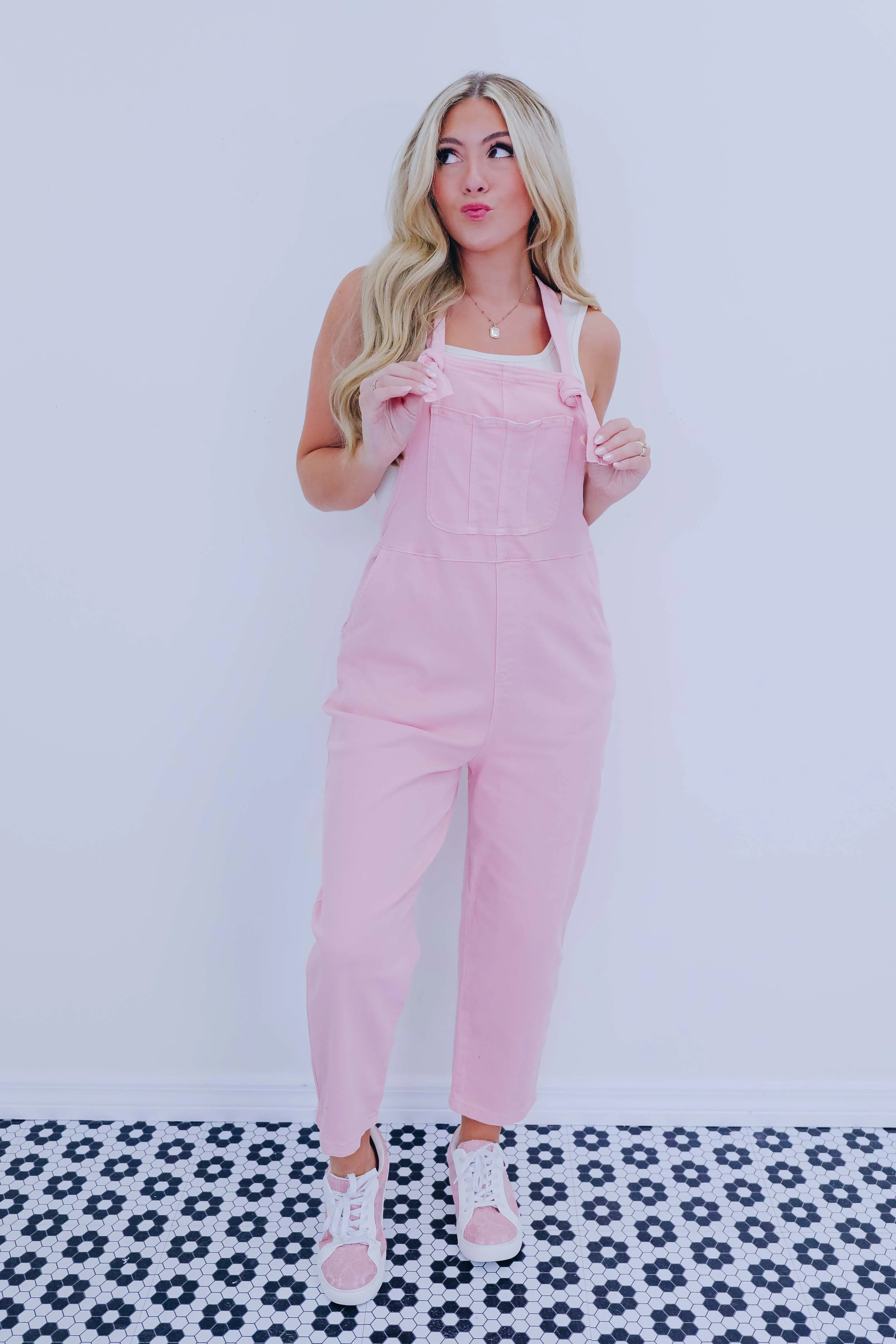 Kamryn Comfy Cropped Tie Knot Overalls - 8 Colors