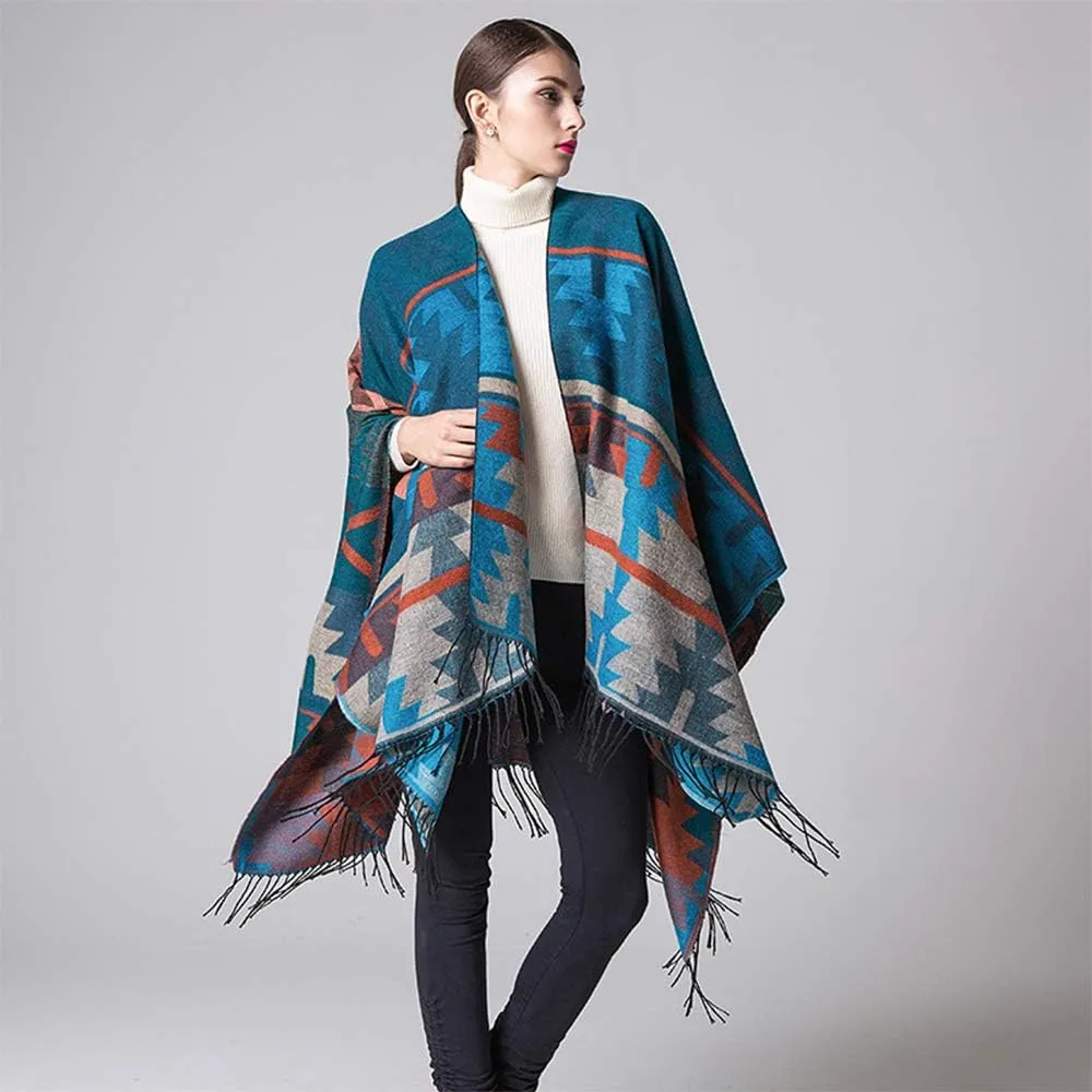 Lacavocor Women's Warm Shawl Wrap Cape Winter Cardigan Sweaters Open Front Poncho